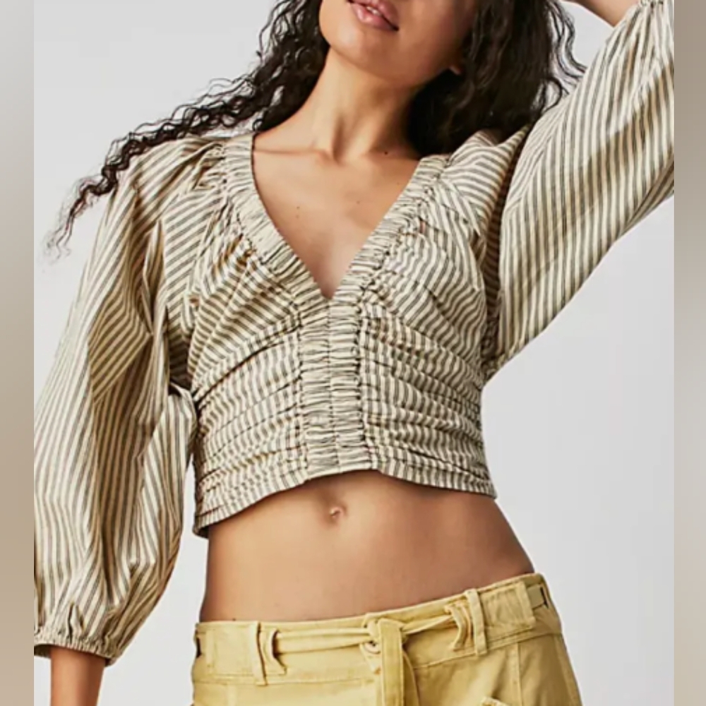 ✨HP✨NWOT Free People Shirred Striped Top Size S